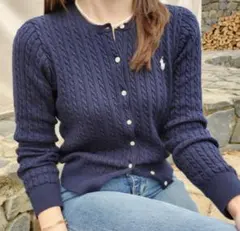 ポロラルフローレンPOLO RALPH LAURENケーブルカーディガンネイビー