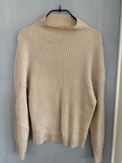 URBAN RESEARCH ベージュ リブ編み長袖ニット