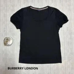BURBERRY - 美品 BURBERRY LONDON バーバリーロンドン レースアップ パンチング刺繍 半袖カットソー サイズ:2  ブラック  レディース 　240001149050 バーバリー BURBERRY Tシャツ カットソー ブラック レース 刺繍ロゴ