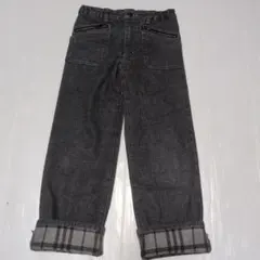 130★BURBERRYバーバリー★ロゴアップリケ付き！裾裏チェックデニムパンツ
