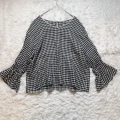 BEARDSLEY ビアズリー 刺繍 ギンガムチェックブラウス 麻 日本製 