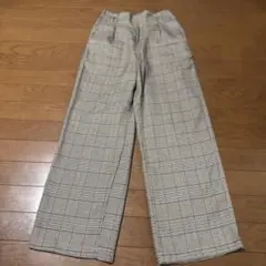【美品】チェック柄 ワイドパンツ スラックス ゴムウエスト ゆったり Mサイズ