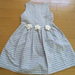 むーのんのん　ワンピース 140　リボン 美品　発表会　お食事会　コサージュつき