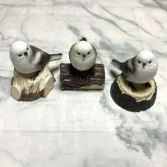 シマエナガ 置物 3体セット インテリア 小鳥 オブジェ