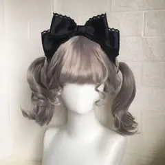 【ブラック】リボンヘッドドレス　リボン 髪飾り