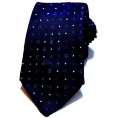 LOUIS VUITTON モノグラム柄　白ドット　ネイビー　ネクタイ