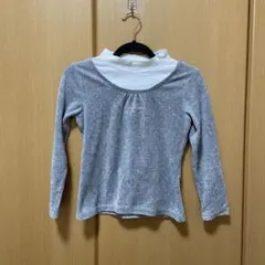 グレー 長袖 トップス 重ね着風　130サイズ　キッズ　子ども用