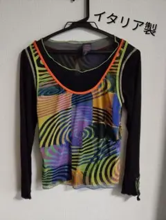 美品　イタリア製　カラフル長袖カットソー