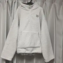 ホワイト フリースジャケット ハーフジップ