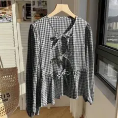 ギンガムチェックブラウス