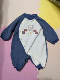 ロンパース 70cm くま刺繍 ネイビー
