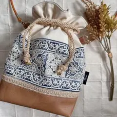 リュンヌ様専用ページ インド刺繍リボン ポーチ 巾着 ポシェット