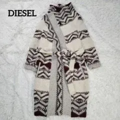 希少✨ディーゼル　ニット　ロングコート　ガウンコート　ベルト　総柄