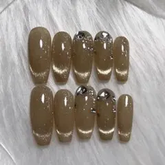 ネイルチップ現品 マグネットフレンチ ワンホン ちゅるん ビジュー フラッシュ