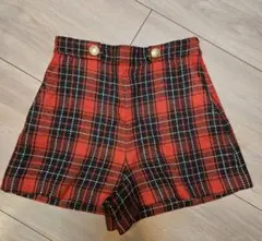 ZARA 赤黒チェック ショートパンツ
