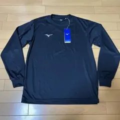 新品タグ付きミズノトレーニングシャツ長袖ドライシャツメンズMブラック