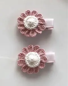 ハンドメイド☆オリジナルデザイン真ん中ぷっくらお花モチーフベビーヘアクリップ