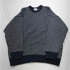 ★マコバー MACOBER 総柄クルーネックニットセーター メンズ ネイビー系のサムネイル