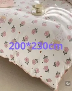 ウサギと花　コットン素材の掛け布団カバー200*230cm