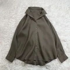 loungedress リネンバックタイブラウス カーキ