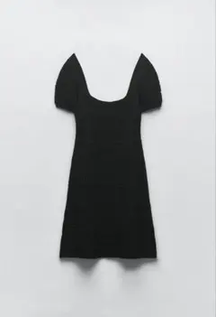 ブラック パフスリーブ ミニワンピース