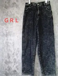 GRL ブラック ストレートデニム 　ワイドパンツ　カジュアル　ビンテージ