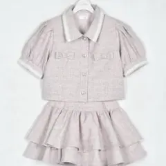 evelyn リボンツイードセットアップ ピンク