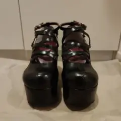 YOSUKE 厚底チャンキーヒールパンプス 黒