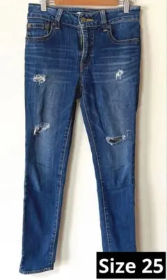 ✨美品✨アズールバイマウジー ダメージスキニーデニム ライトブルー 25 S相当