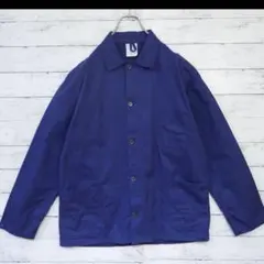 美品 コットン フレンチユーロワークジャケット カバーオール ネイビー