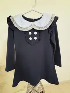 【美品】キッズ フォーマル ワンピース 襟付き 紺 発表会 卒園式 110cm