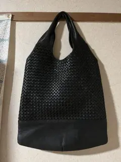 本革　メッシュ編みバッグ　ハンドバッグ
