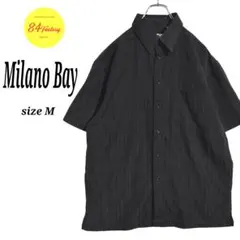 Milano Bay　総柄シャツ　アロハ　かりゆしウェア　　黒　織り柄　メンズMのサムネイル