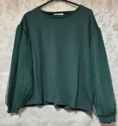 chocol raffine robe グリーン チュール袖 カットソー