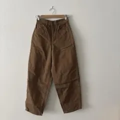 ワイドパンツ　GU デニム　ブラウン　パンツ　秋　淡色　ワイドデニム