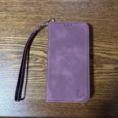 手帳型スマホケース パープル カードポケット付き