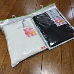 ユニクロ ヒートテック バレエネックT 8分袖 XL ホワイト・ブラック
