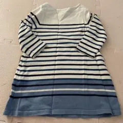 プチバトー　 ストライプ柄 七分袖ワンピース 86cm