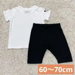 60〜70cm/H&M/ミッキーマウス/半袖/白Tシャツ/黒半ズボン/2点セットのサムネイル