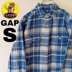 USA古着 GAP　ネルシャツS　ブルーホワイト　チェック