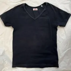 HR MARKET Vネック ストレッチフライスTシャツ ブラック