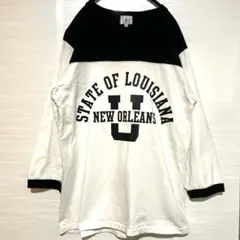 タケオキクチ　リンガーTシャツ　ロングTシャツ　七分丈ニューオリンズ　白黒