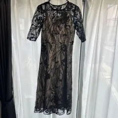 haremode ブラックレースドレス 半袖 Aライン