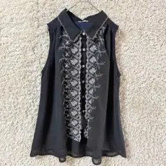 《美品★》axes femme シフォンシャツ　レース　フリル　ノースリーブ