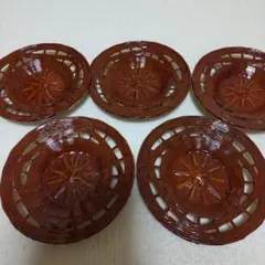 籃胎漆器 茶托 コースター 5枚セット