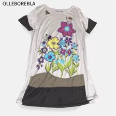 美品 OLLEBOREBLA ブタさん ビーズ 落書きア二マル ストライプシャツ