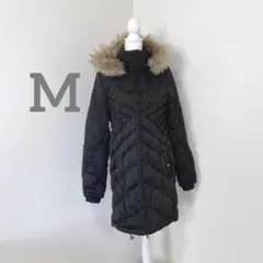 ダウンロングコート　ジャケット　ラクーンファー　ダウン50% ブラック　M