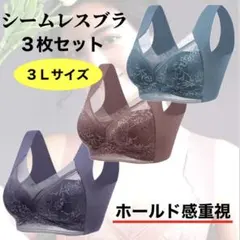 シームレスブラ　３L ノンワイヤー　ナイトブラ 下着　美胸　3枚　着痩せ
