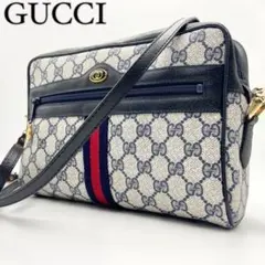 【美品✨】グッチ シェリーライン GGスプリーム ショルダーバッグ ネイビー