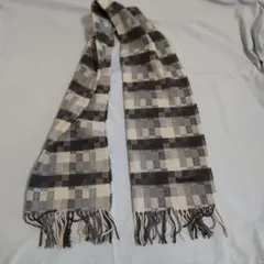 値下げ！renoma チェック柄マフラー グレー系